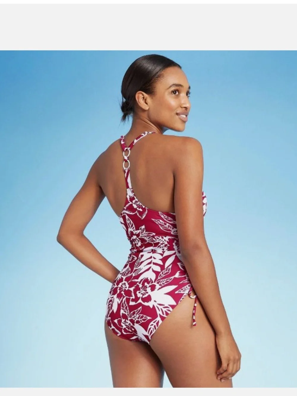 NWT Kona Sol Magenta& White Floral One-Piece Swimsuit Sz L